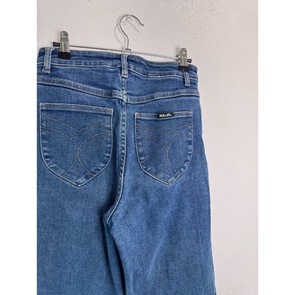 Rollas Jeans Eastcoast Crop Flare in Bayside Blue 28 - Picture 4 of 6
